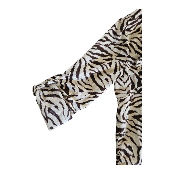 Michael Kors Blouse Medium Women's Long Sleeve Zebra Print Casual Preppy - Picture 4 of 8